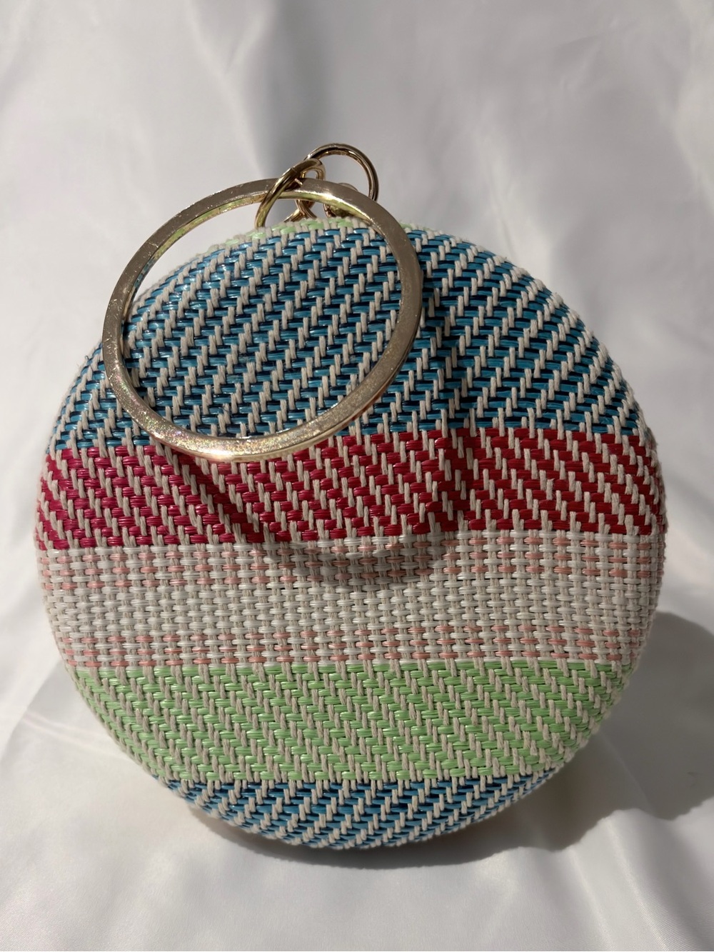 Woven Stripe Round Wristlet Clutch - Multicolor